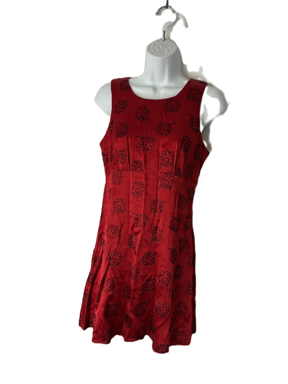 Byer Too California Vintage Y2K Satin Daisy floral Red Black Satin Slip Dress 7